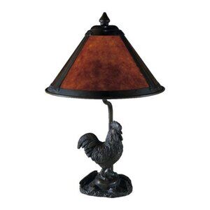 Vintage Rooster Lamp with Mica Shade